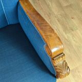 Mid century danish teal blue wool & oak club lounge chair