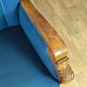 Fauteuil lounge de milieu de siècle en laine bleue et chêne