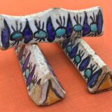 1920-1940 3 Ceramic Knife Holders Tunisian Nabeul el-Kh Workshop