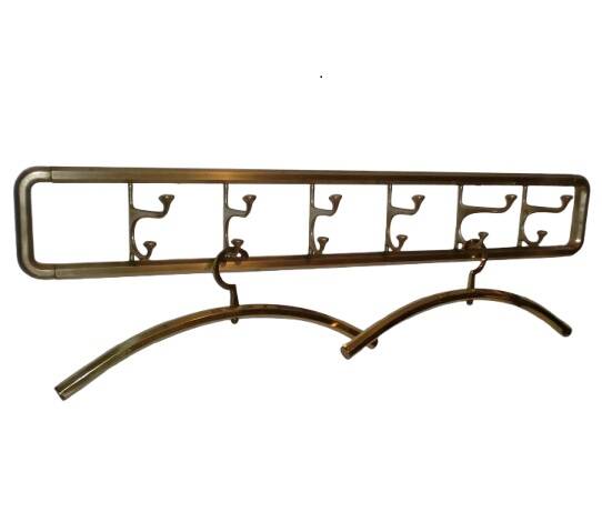 Art-Deco brass Coat Rack  &  2 Hangers, France, 1940s