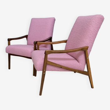 Pink boucle  chairs by Jiri Jiroutek 1960s