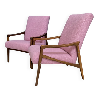 Pink boucle  chairs by Jiri Jiroutek 1960s