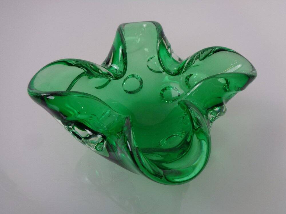 Green Sommerso Murano Glass Ashtray, Italy, 1960s