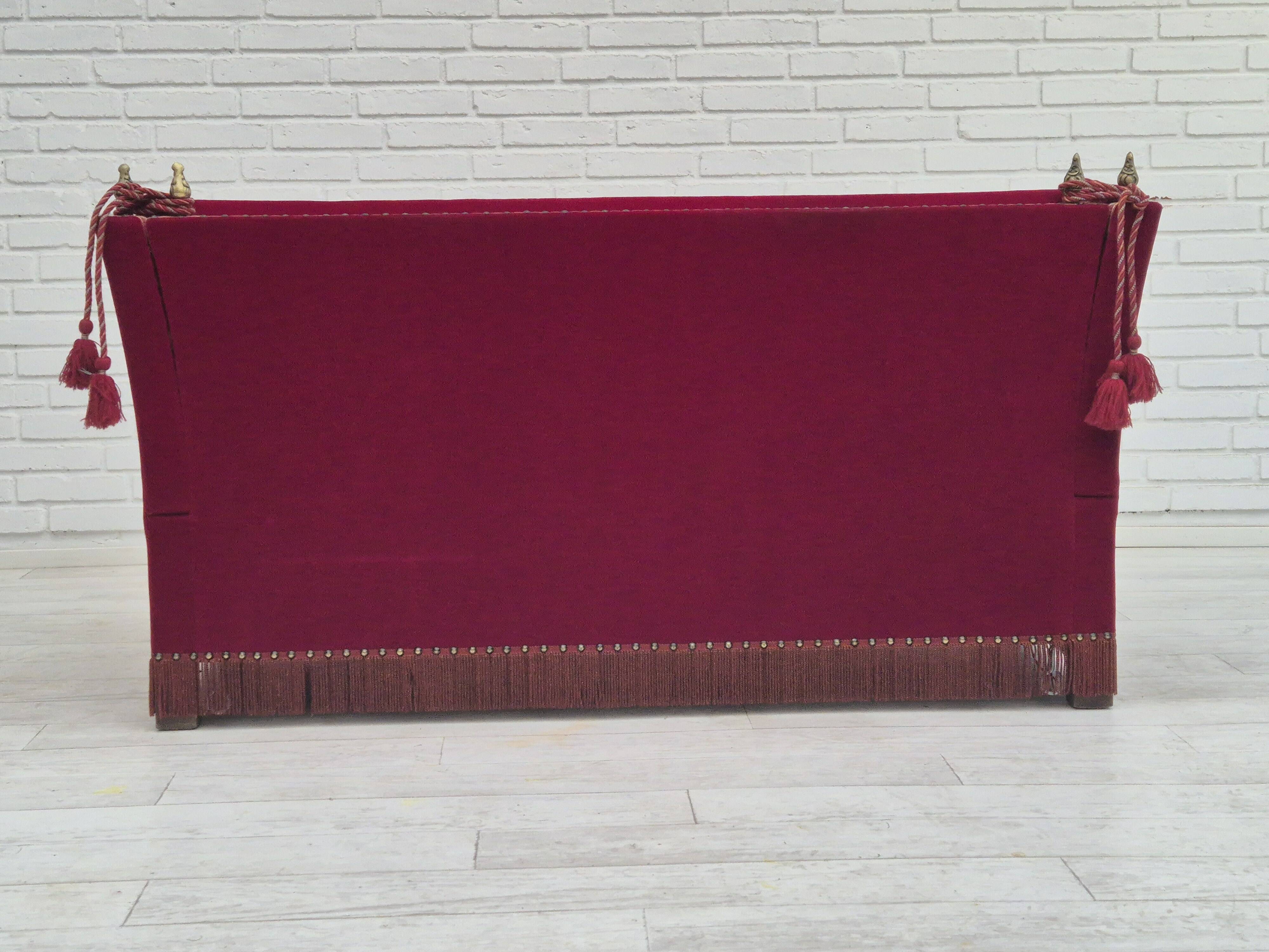 1960s, Danish velour 2 seater drop arm sofa, velour, original condition.