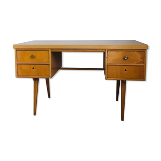 60s office in honey wood and formica moka compass feet