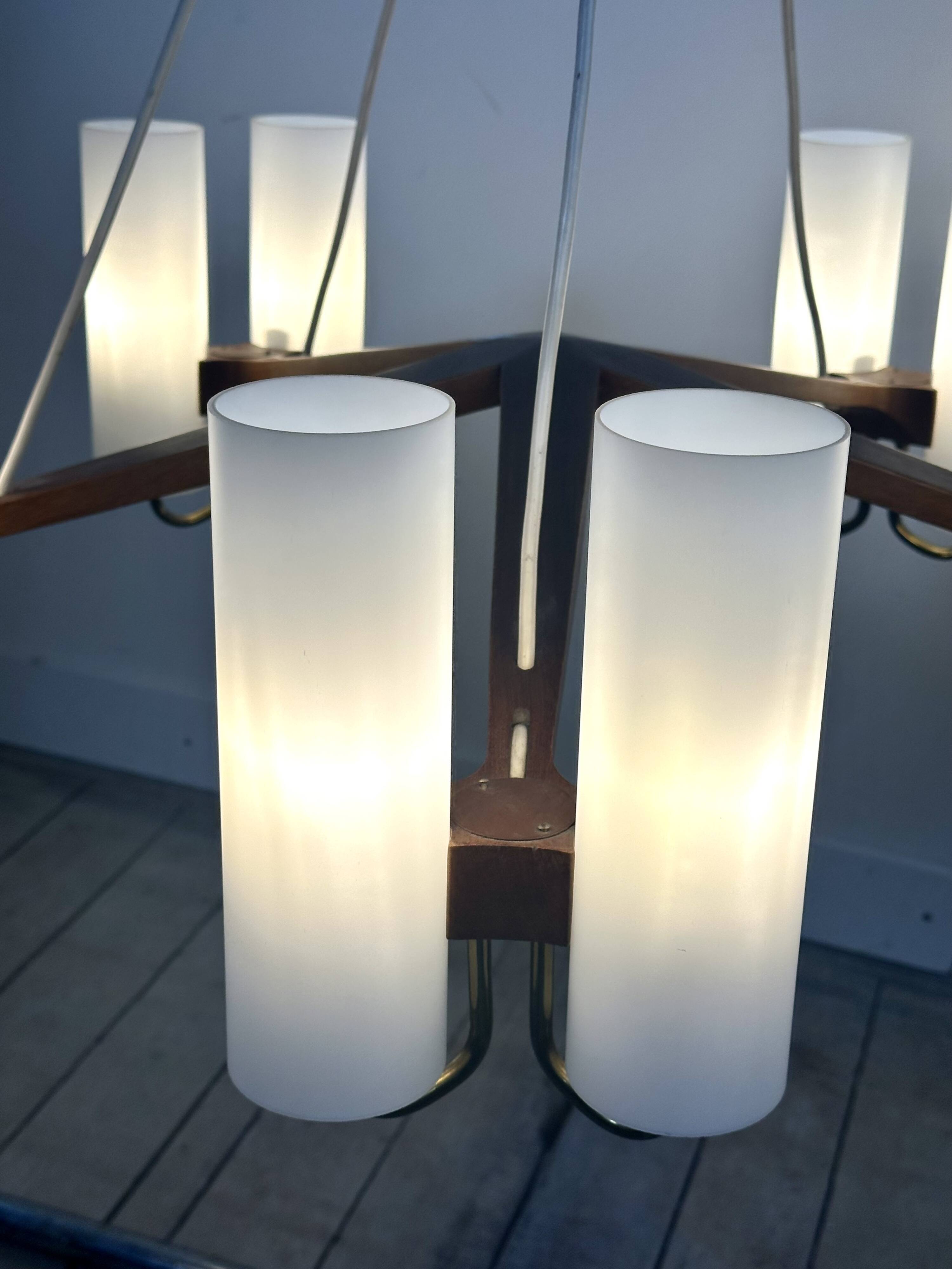 vintage Scandinavian chandelier 10 lights Östen Kristiansson for Luxus 1960s