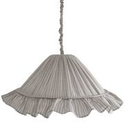 Suspension Emilia, pleated lampshade with frills, olive stripes