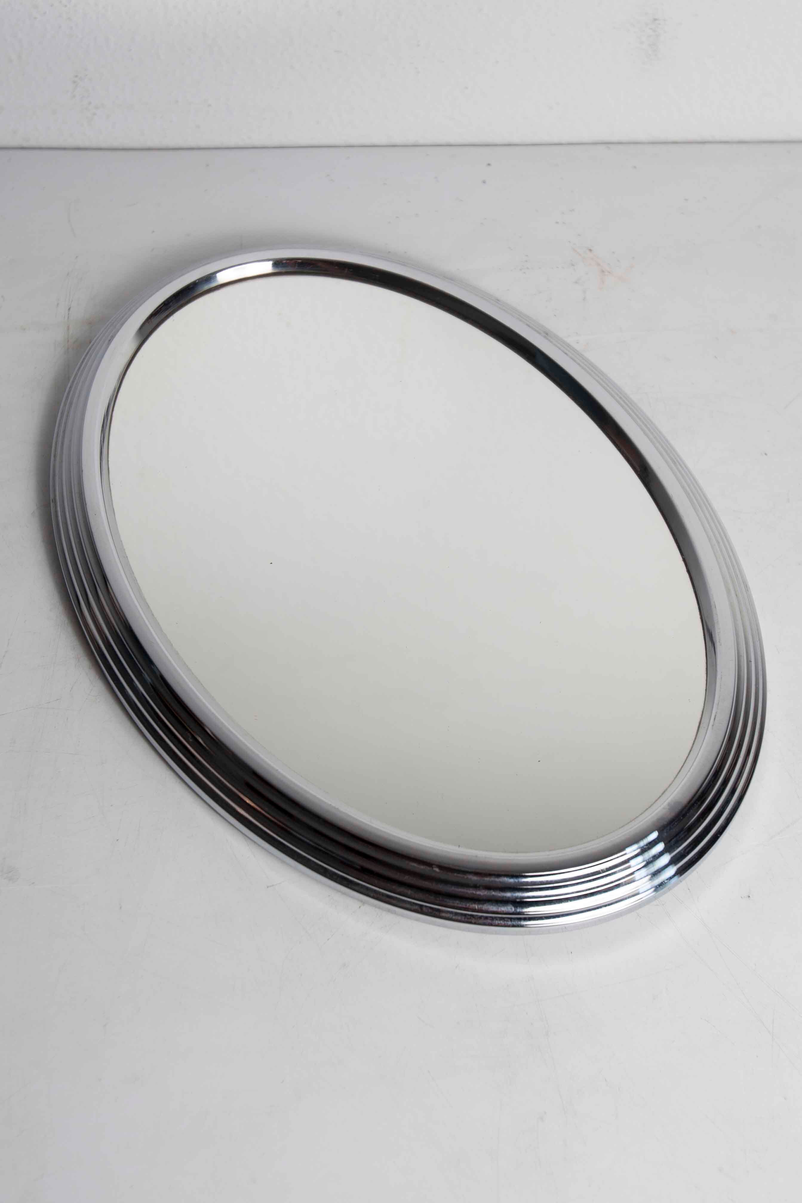 Oval mirror top 1950 silver