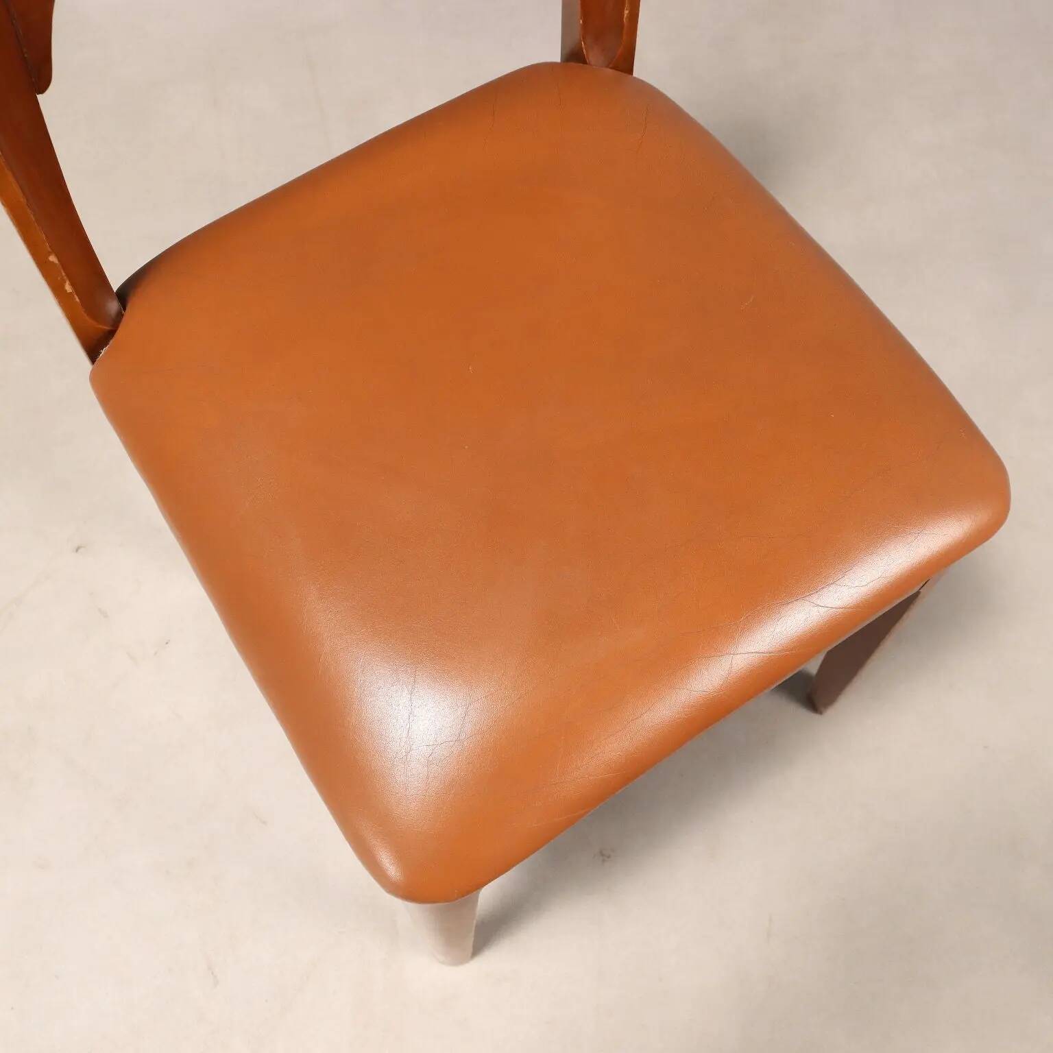 Chaises vintage en hêtre, mousse et similicuir, design, Italie, années 1970-1980