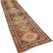 Handwoven vintage anatolian red runner carpet 89 cm x 384 cm