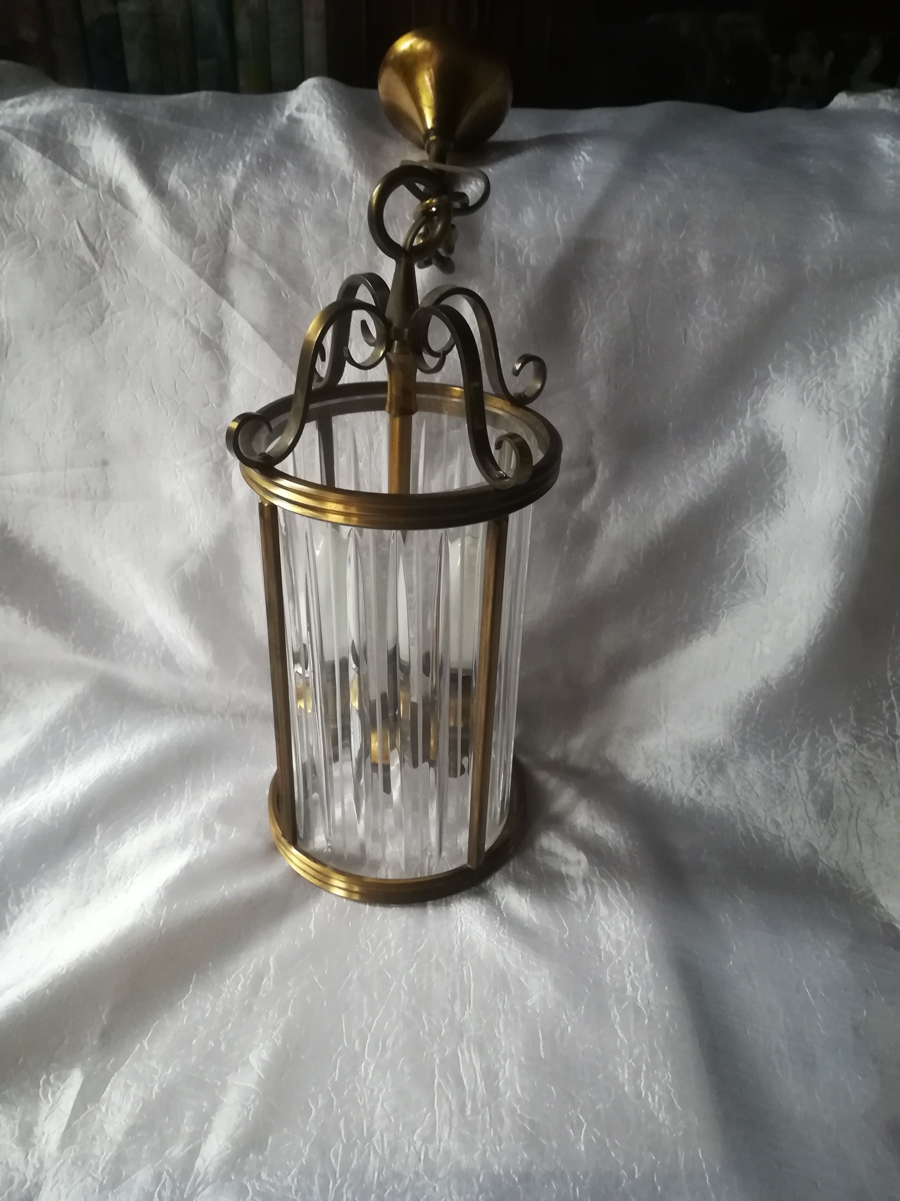 Bronze and crystal lantern