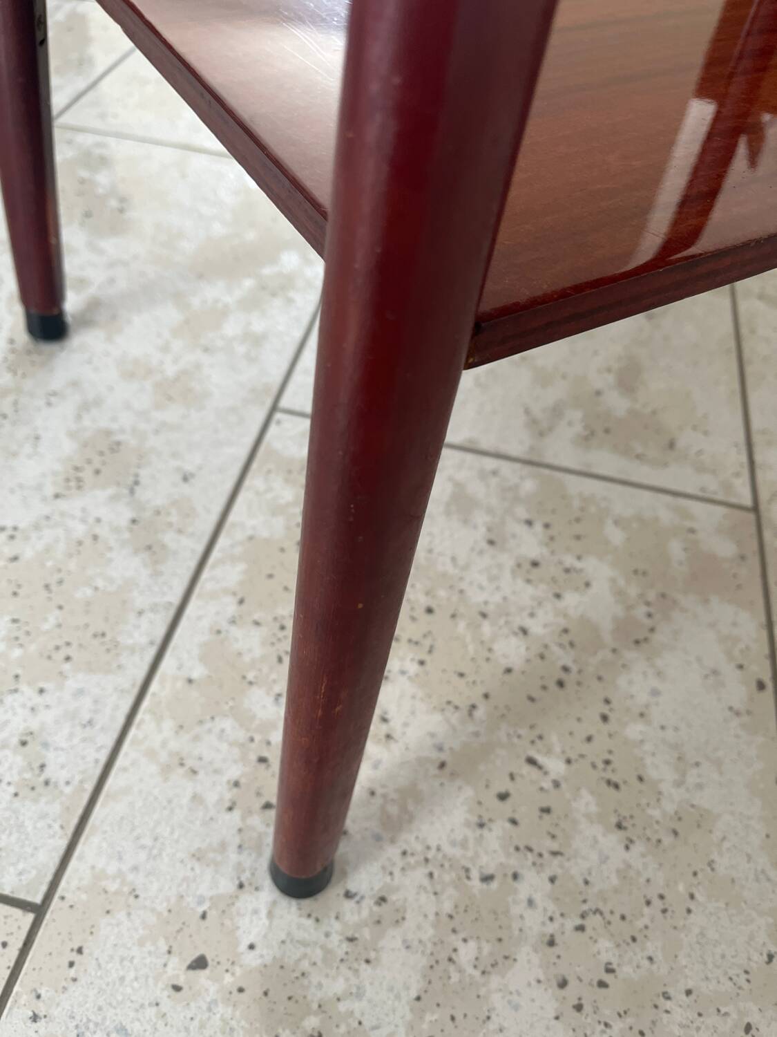 Vintage serving trolley in varnished wood from the 60s