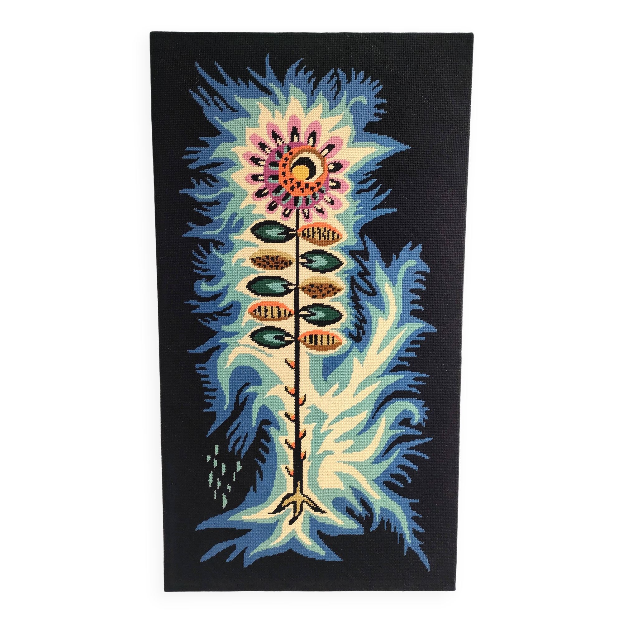 70s design flower tapestry