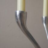 Bougeoir en aluminium tripode chrome vintage années 70 candélabre chandelier design scandinave