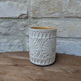 Old terracotta mug with glazed interior