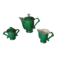 Coffee / tea maker, milk jug and Art Deco sugar bowl in green color
