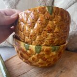 Old set of bowls and spoons in the shape of vintage pineapple