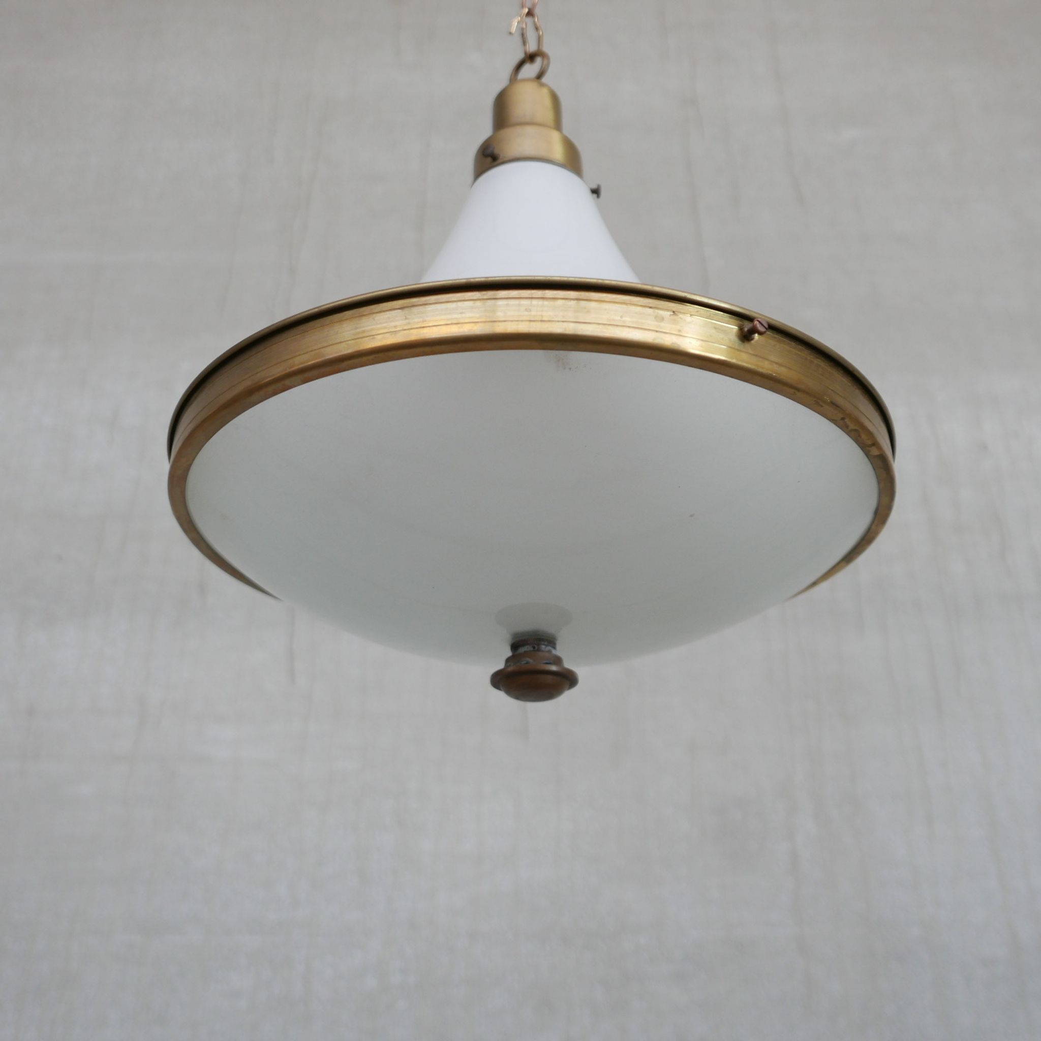 Dutch two tone opaline and brass pendant light
