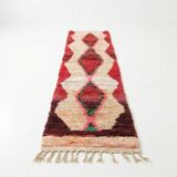 Red and beige Berber hallway rug 75 x 280 cm