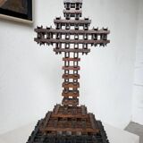 Crucifix sculpture Tramp Art 1900