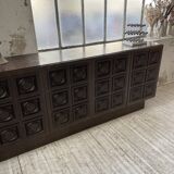 Brutalist sideboard attributed to De Coene, 1970s