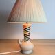 Ceramic lamp 60s and lampshade white wool
