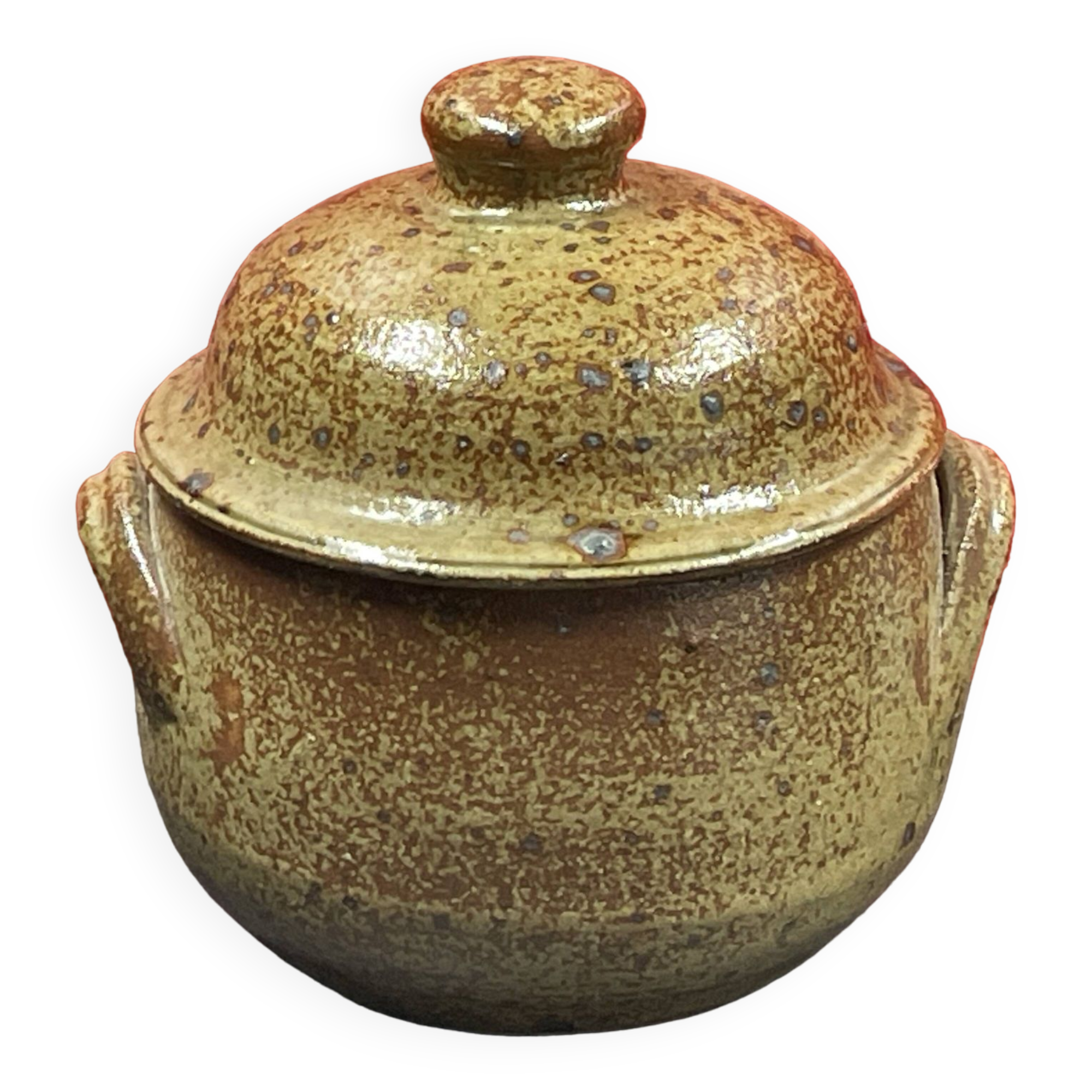Contemporary ceramic, covered pot signed Baudat, Berry stoneware