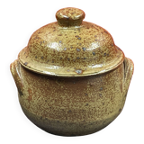 Contemporary ceramic, covered pot signed Baudat, Berry stoneware