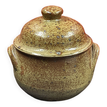 Contemporary ceramic, covered pot signed Baudat, Berry stoneware