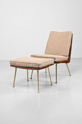 Three-Seater Sofa and Lounge Chair with Hocker by Hans Mitzlaff, Set of 3