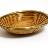 A pair of beautiful Italian Mid Century Modern bamboo bowls with brass rims