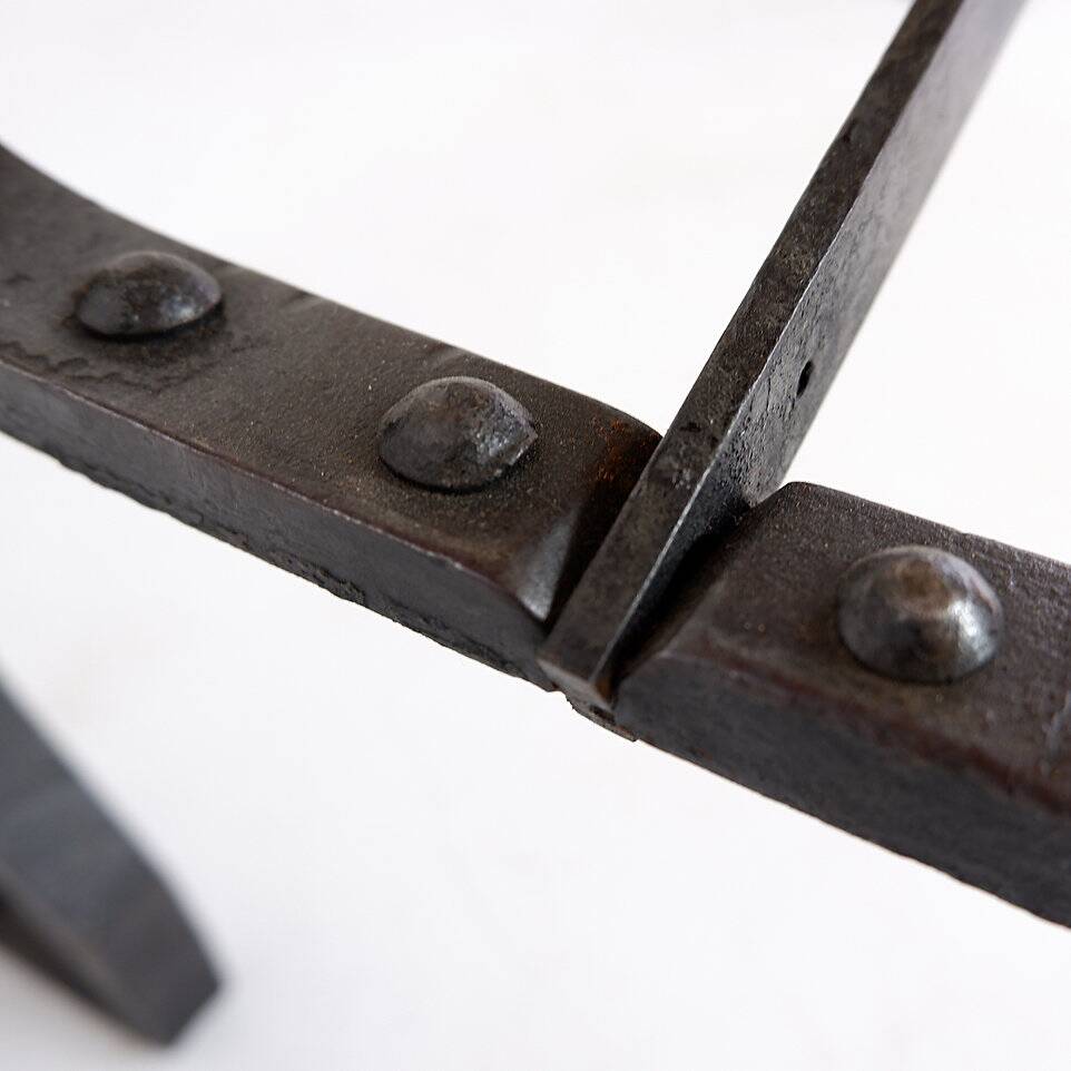 Industrial Bistro Table in Wood and Wrought Iron -