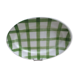 Old oval dish Moulin des loups Orchies green tiles