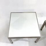 Mid-Century Modern Pair of Side Tables, Metal and Glass, Italy, 1970s