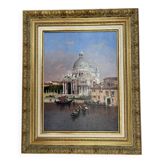 Painting: Santa Maria della Salute. Oil on Canvas by Martín Rico y Ortega