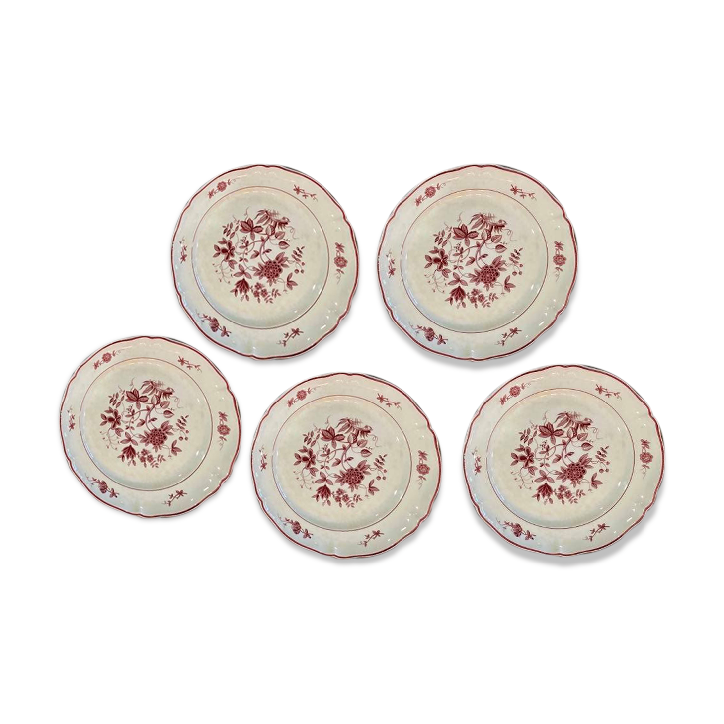 Lot of 5 plates Villeroy - Boch model Frisco red