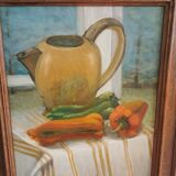 Still life in oil on panel signed J Gautier