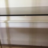 Pair of consoles brass shelves and smoked glass design Roche Bobois