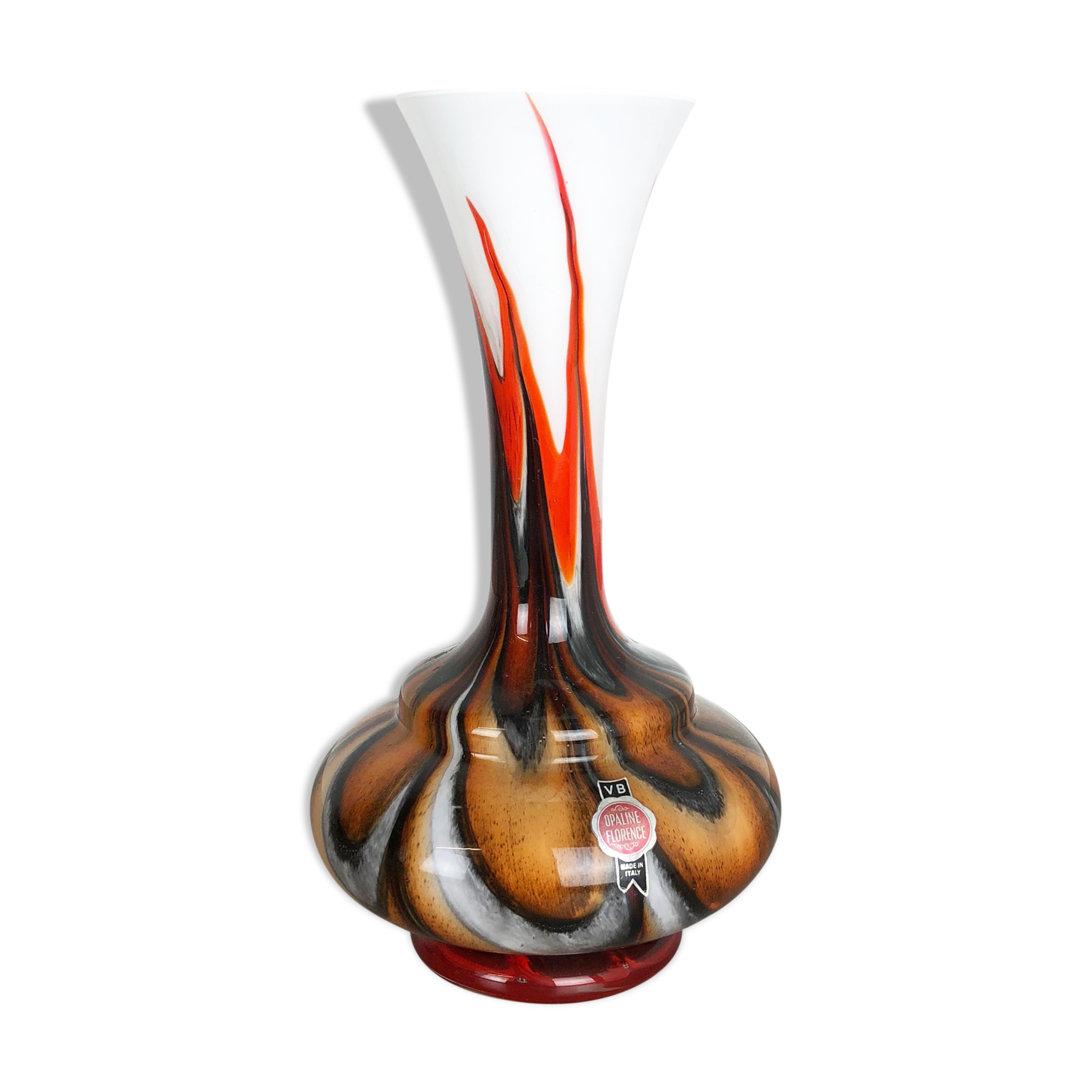 rare Extra Large Vintage Pop Art Opaline Florence glass Vase Design, Italy