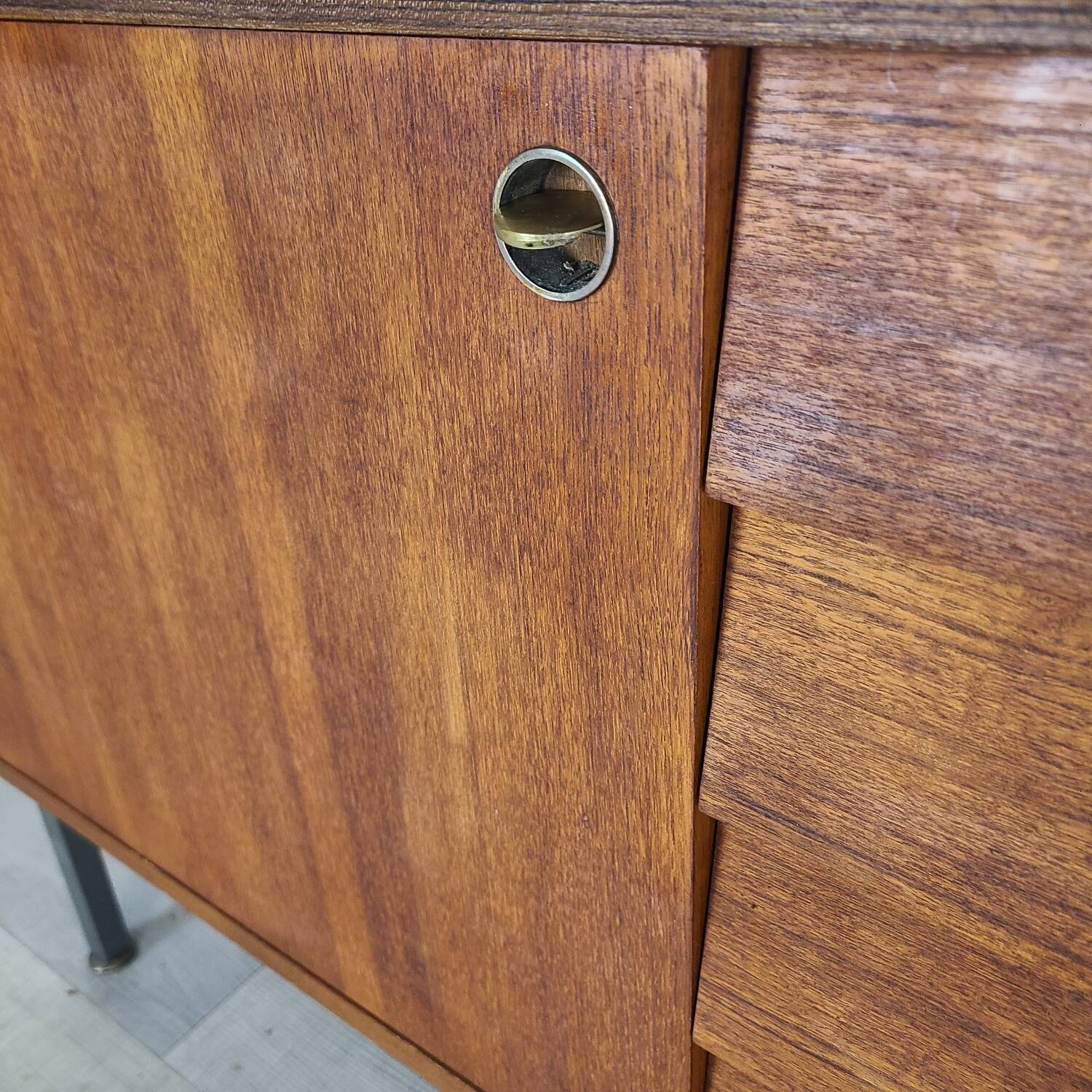 Modernist teak enfilade vintage 1960s design by Louis Paolozzi.