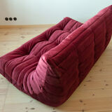 Sofa 3 places velvet bordeaux designed by Michel Ducaroy 1973