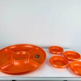 Vintage 1970s orange plastic Prisunic Flair aperitif platter