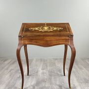 Secretary with a drop-down front in marquetry, Louis XV style, 19th century.