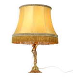 Vintage Table Lamp Female Figure Brass and Onyx Marble