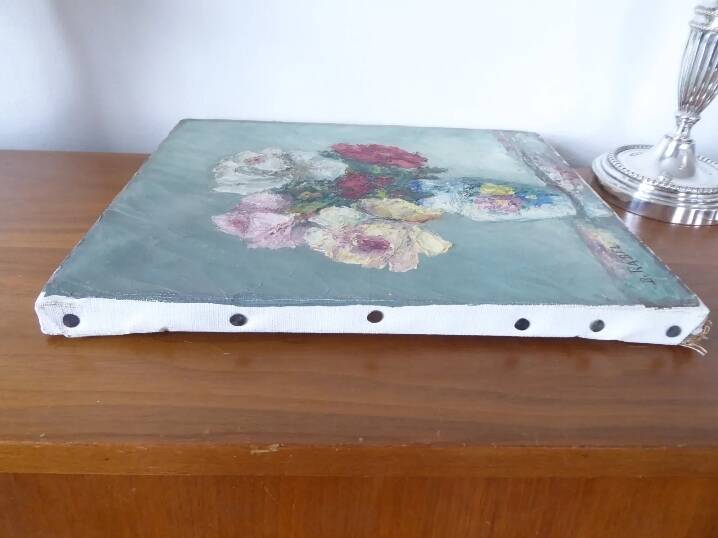 Painting oil on canvas bouquet of flowers signed b. rabel