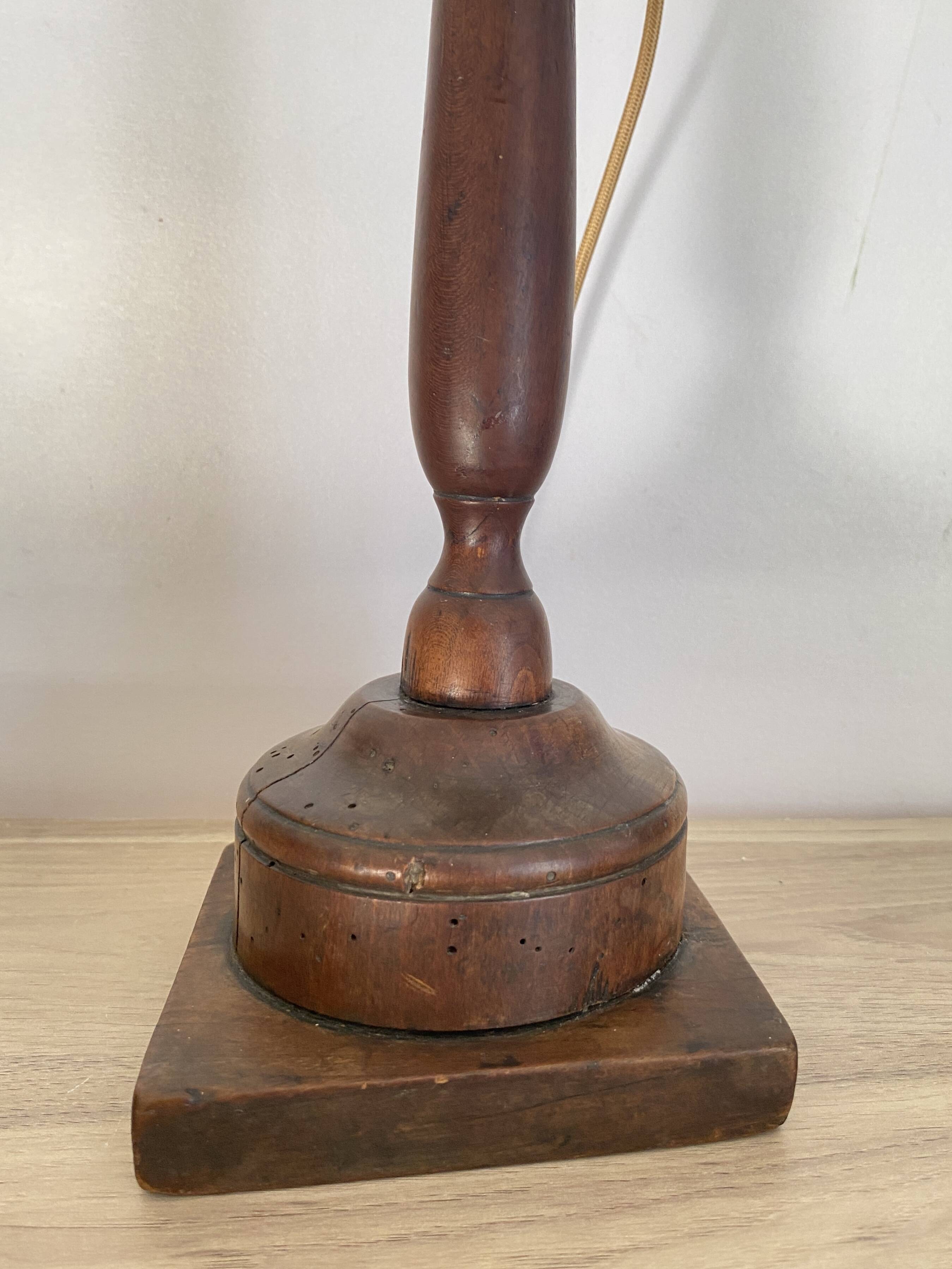 Wooden lamp, 2 M fabric cable, fabric lampshade