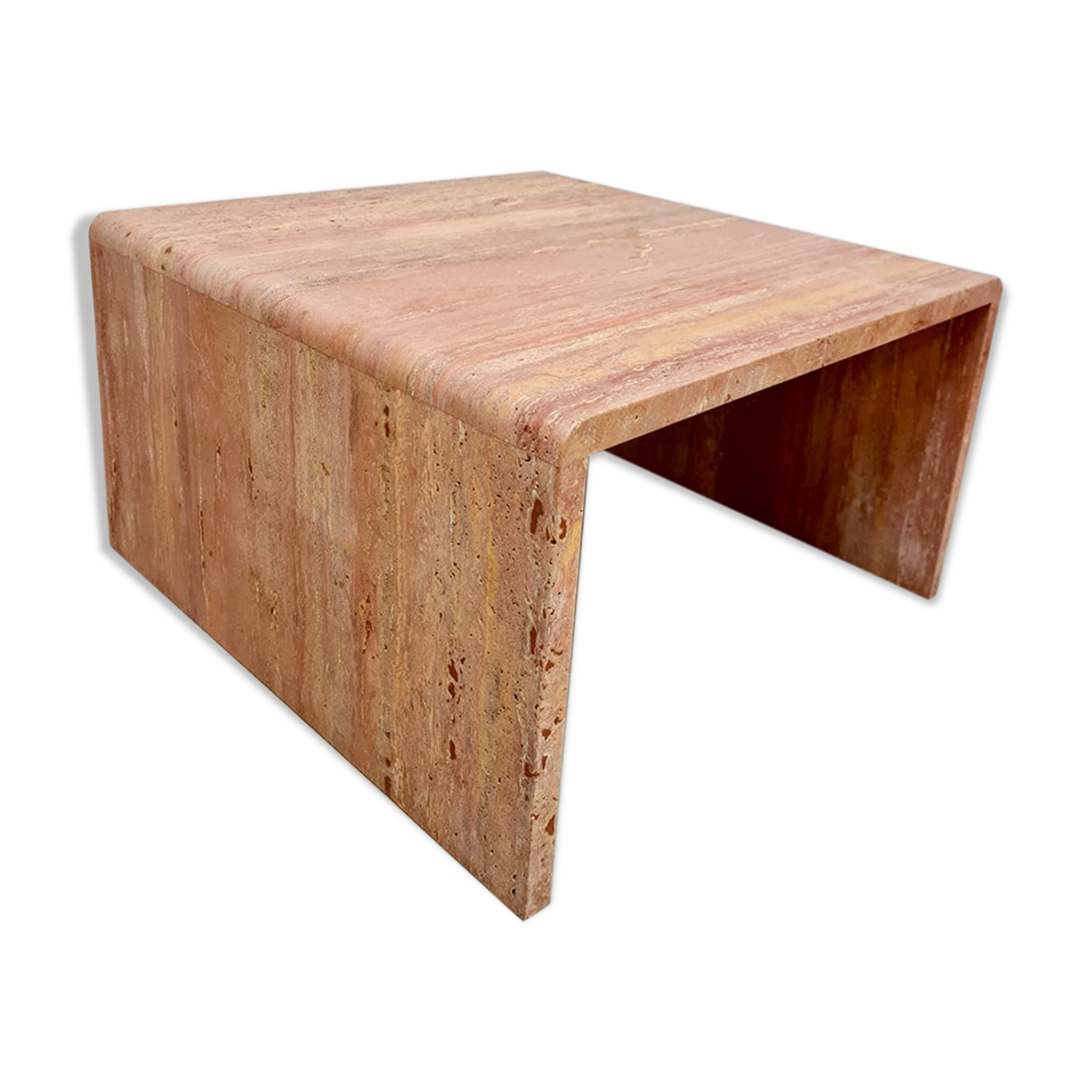 Vintage Italian travertine marble coffee table 'pink chique'
