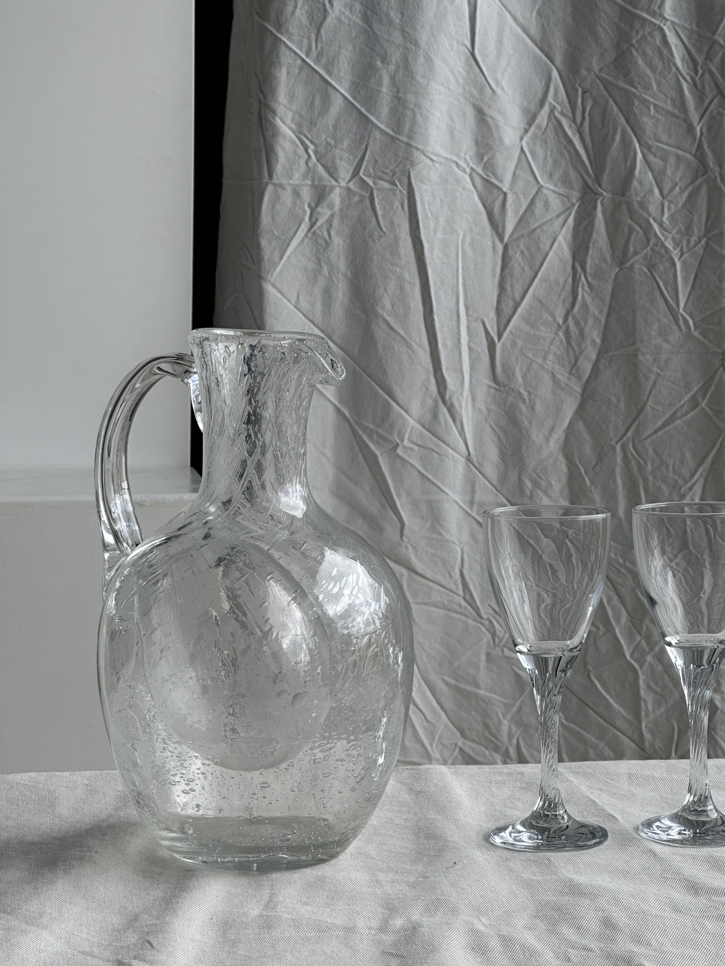 Large blown glass carafe with ice cube compartment Biot