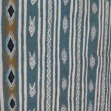 Handmade blue and white Berber carpet in pure wool
