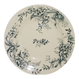 Soup plate of the earthenware factory of Salins model Cyclamen, iron earth